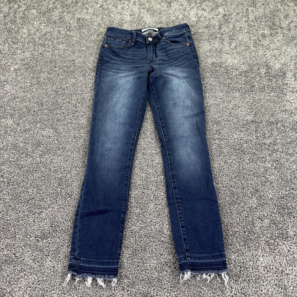 Abercrombie & Fitch Jeans Womens 2R Blue Super Skinny Ankle Mid Rise Fray Denim